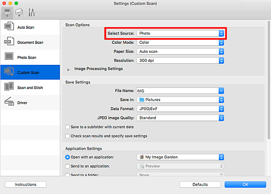 figure: Settings dialog